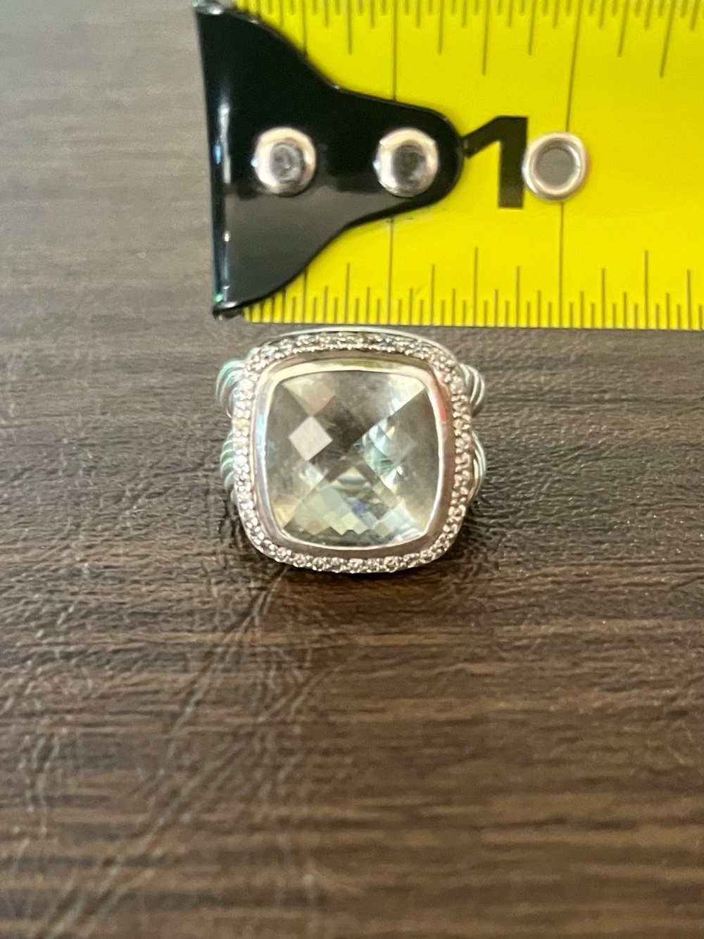 David Yurman Prasiolite & Pave Diamonds 17mm Albion Ring size 7 - Picture 10 of 10